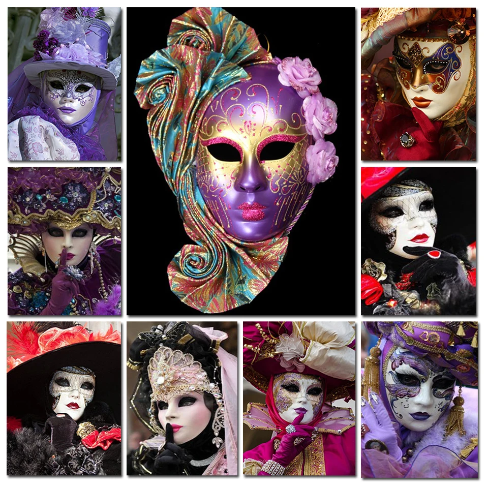 Diamond Painting Maske Frau 30x40cm - 5D Full Kit, Strass Stickerei, Runder Bohrer