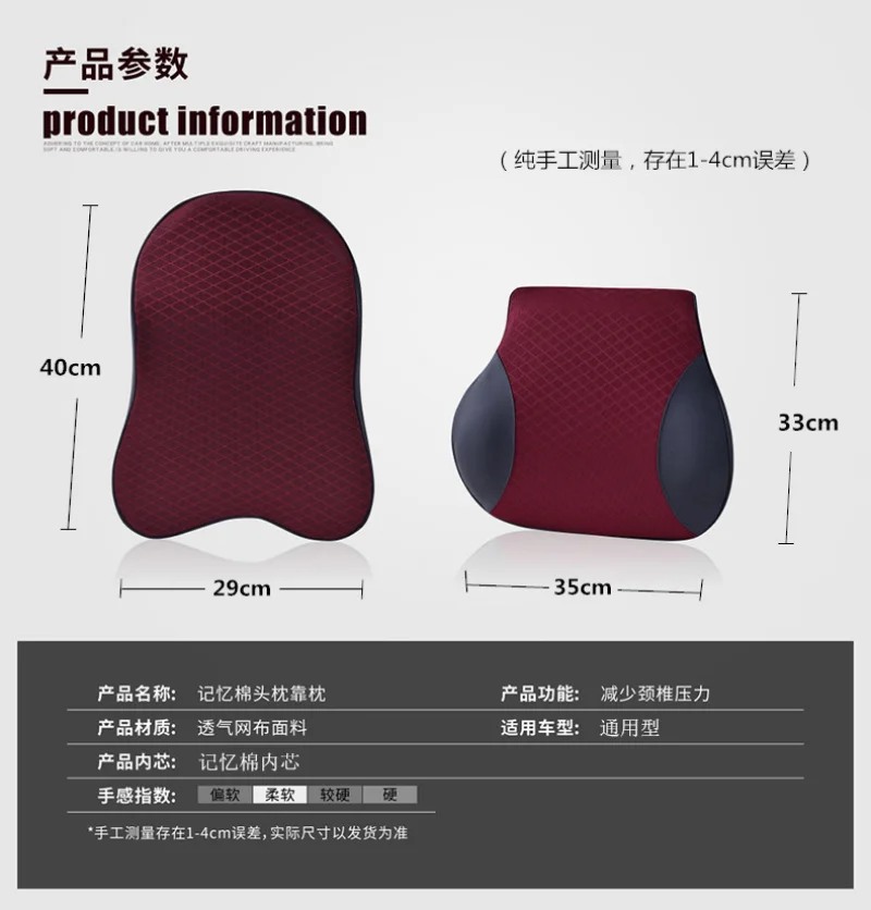 1 pcs Space Cotton Breathable Car Headrest Seat Head Neck Rest Massage Memory Foam Cushion Neck Guard Protection Rest Pillows