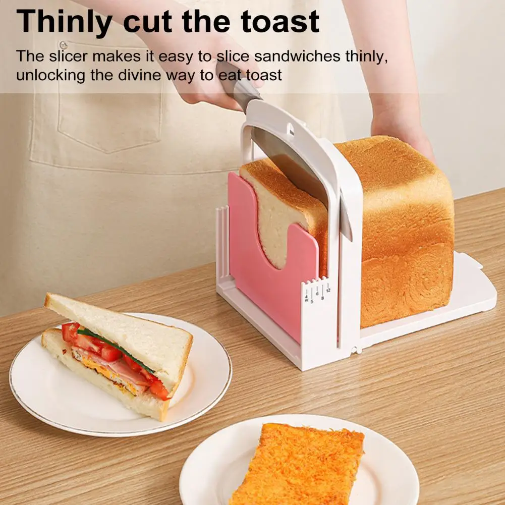 Foldable Bread Slicer Adjustable Bread Slicer Guide for Homemade Bagels Cakes Foldable Cutting Tool with Crumb for Slices
