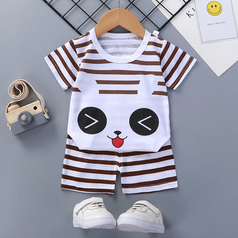 baby boy clothing sets cheap	 0-1-2-3-4 Years Old Children Cool Baby Boys Tracksuits Kids Sport Sets Casual Clothes Suit Cartoon Printed Tees Striped Shorts couple clothing sets Clothing Sets