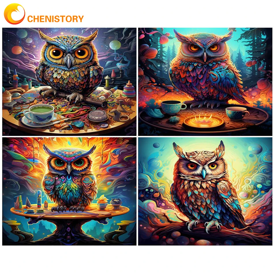 

CHENISTORY DIY Kits Painting By Number Owl Picture By Numbers Animal Acrylic Paint For Adults Hnadpaint Kit For Home Decoration
