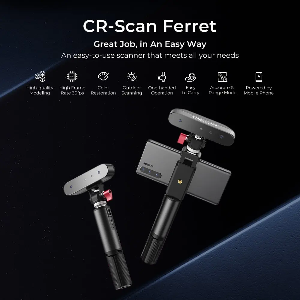 Creality 3D 스캐너 CR 스캔 페릿 지원, 컬러 듀얼 모드 스캐닝 시스템, Win 10/11 64 비트, Mac OS, 안드로이드 호환