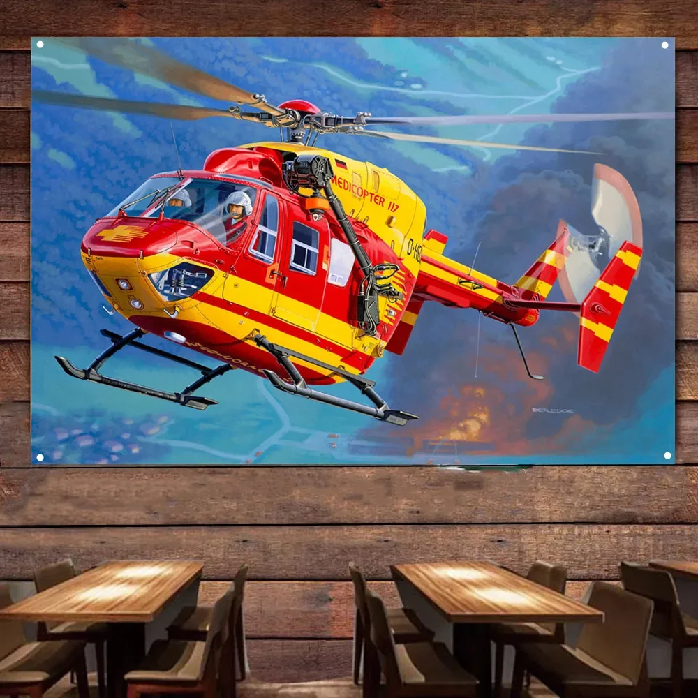 Alpine Patrol Helicopter Poster Wall Chart - Hd Military Art Banner - Air Force Army Fans Wall Hanging Flag Canvas Painting