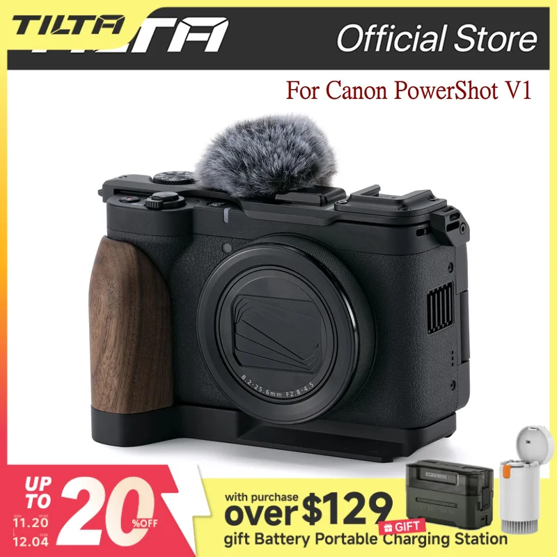 TILTA Vintage Camera Cage for Canon PowerShot V1 Base Kit - Black