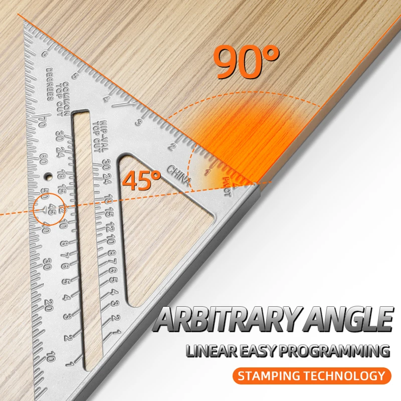 Triangle Ruler AIRAJ 7Inch Triangle Ruler Aluminium Alloy Carpenter Inch Metric Angle Ruler Guide Percision Measurement Tool Woodworking Tools