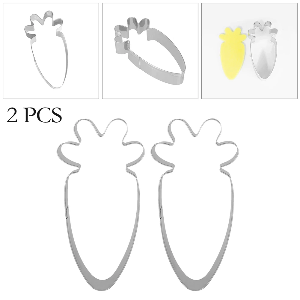 

2x Cookie Mould Easter Cookie Cutters Stainless Steel Non-Stick Carrot Shapes Mould DIY For Cookie Dough Cakes Cheese Sandwiche