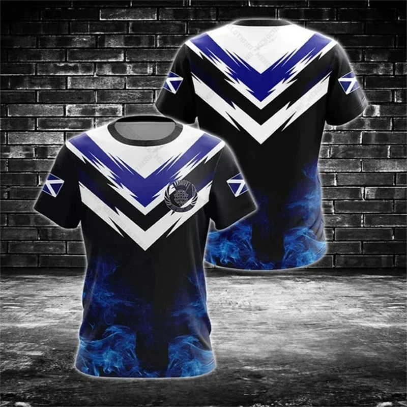 Scotland Flag Men's T-shirt 3D Print Scottish National Emblem Tops Short-sleeved O-Neck Oversized Sportswear Tee Shirt Clothing - Image 2