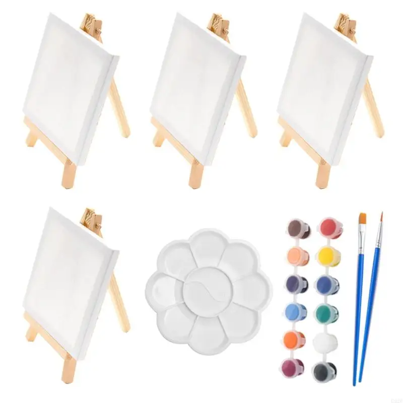 K92F Art Canvas Painting Set with Acrylics Paint Paint Brush Palettes for Kid Drawing
