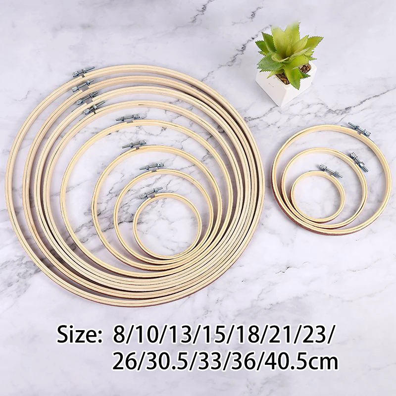 Embroidery Hoop 1PC 8-40.5cm Round Embroidery Hoops Frame Wooden Bamboo Hand Embroidery Rack Ring For DIY Cross Stitch Needle Craft Tool
