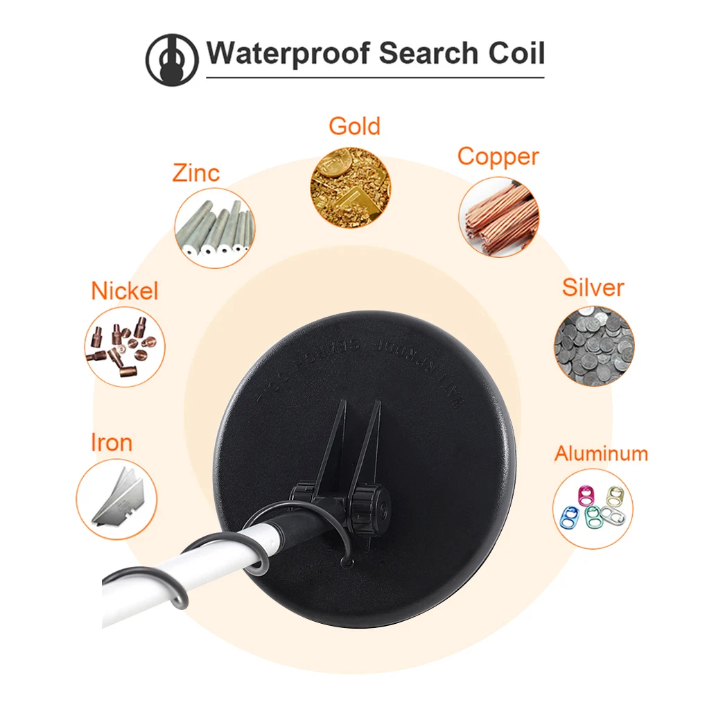 Metal Detector Waterproof Treasure Finder Adjustable Stem Metal Searching Tool Metal Detector Headphone