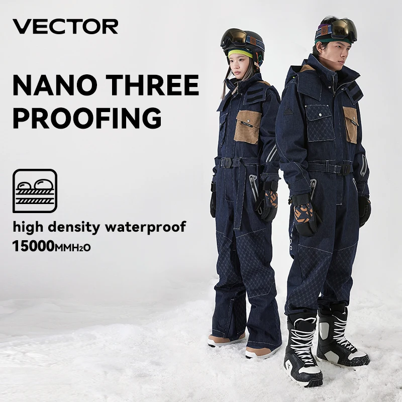 Ski Jacket Thick Men Women One-Piece Ski Jumpsuit Outdoor Sports Snowboard Jacket Warm Waterproof Winter Overalls Hooded
