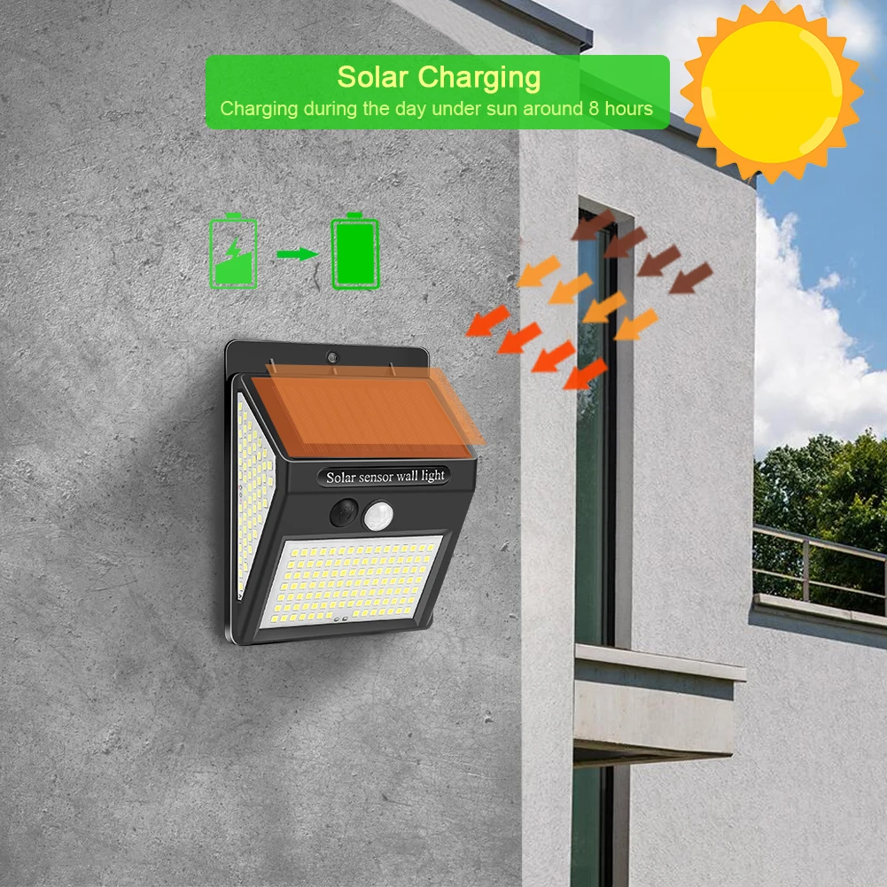 228 144 LED Outdoor Solar Lights Waterproof Solar Led Light Outdoor Solar Lamp Sunlight With Motion Sensor For Garden Decoration solar street light