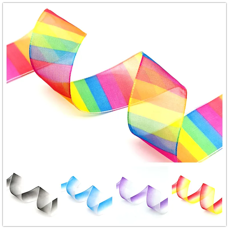 Gradient color Organza Ribbons for Wedding Home Decor DIY Gift Wrapping Handmade Accessories 5 yards 25mm organza ribbon,ribbon decoration,ribbon supplies,wrapping ribbon