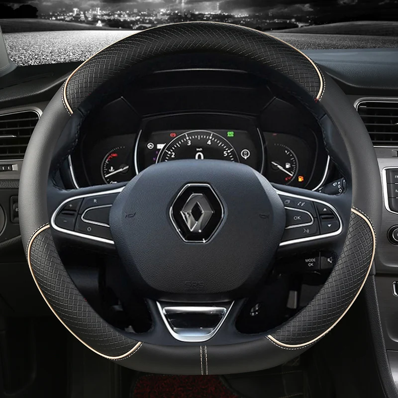 PU-Leder-Auto-Lenkradbezug für Renault Scenic Clio Laguna 2 3 4 5 Kangoo Fluence Megane Trafic Talisman Twingo Kaptur – Detail 11
