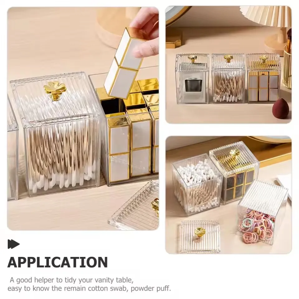 Makeup Cotton Swab Storage Box Makeup Remover Cotton Toothpick Line Cosmetic Box Desktop Beauty Egg Acrylic Storage Box 3