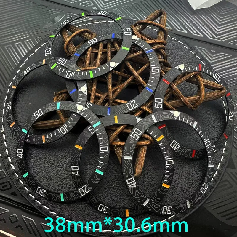Imitation Carbon Fiber Curved Ceramics Bezel Insert