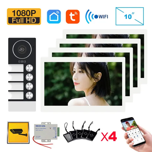 New 10 Inch Wifi Video Door Bell Intercom System with RFID Doorbell Camera Family Multi nits Apartment Video Door Phone Intercom 1