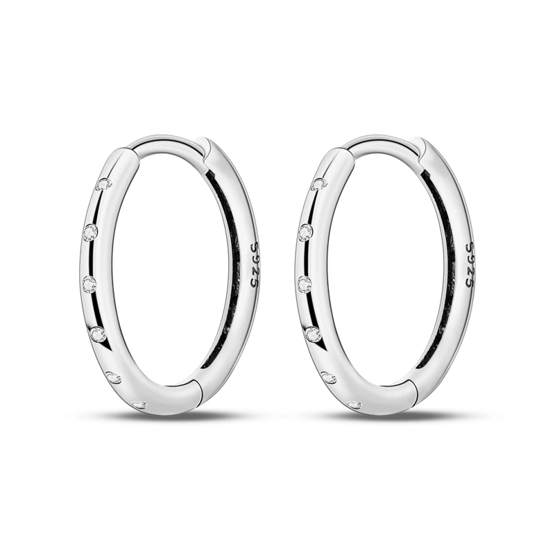 2022 Charm Double Hoop Earrings 925 Silver Sparkling Pave Stud Earring Gift For Women Engagement Jewelry Anniversary