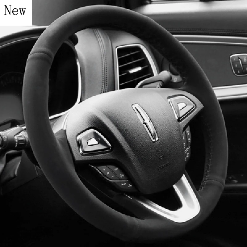

Leather Suede Car Steering Wheel Cover Set Suitable for Lincoln MKZ MKC MKX Corsair Aviator Nautilus Continental Accessories