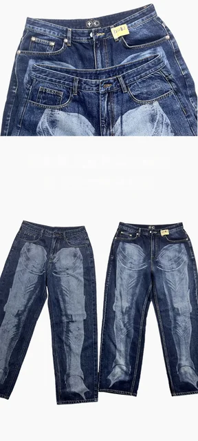Thug Club 23fw Body Armor Print Denim Trousers Loose Straight 