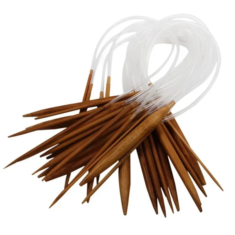 Premium Bamboo Circular Knitting & Crochet Needle Set - 18PCS Smooth Sewing Tools