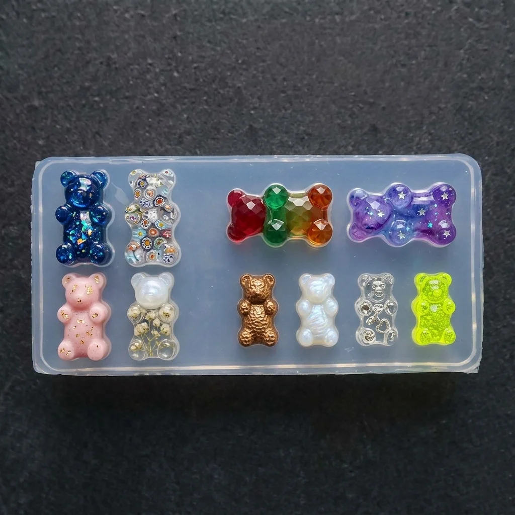 3D 테디베어 실리콘 네일 아트 몰드 ? DIY 네일 참 및 매니큐어 장식 UV 레진, 공예 프로젝트용 유연한 레진 주조 몰드