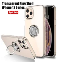 With Ring Stand Soft Transparent Case For iPhone 12 13 14 15 Pro Max Phone Cover For iPhone 7 8 Plus XR XS Max Magnetic Car Case 1
