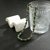 Collier de petites perles de bois pour hommes, Vintage, chaîne courte de perles, ras du cou, bijoux à la mode, accessoires sur le cou, 2023 6