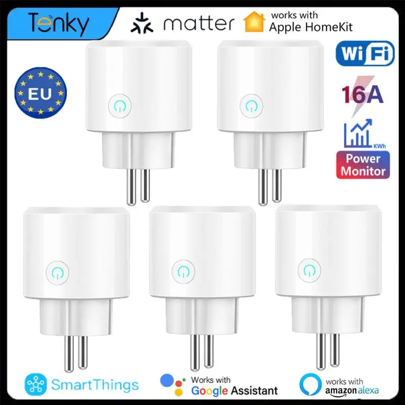 Matter Wifi Smart Plug 16A Eu Smart Socke Con Misurazione Della Potenza Apple Homekit Smartthings Control Tramite Alexa Google Home Smart Home
