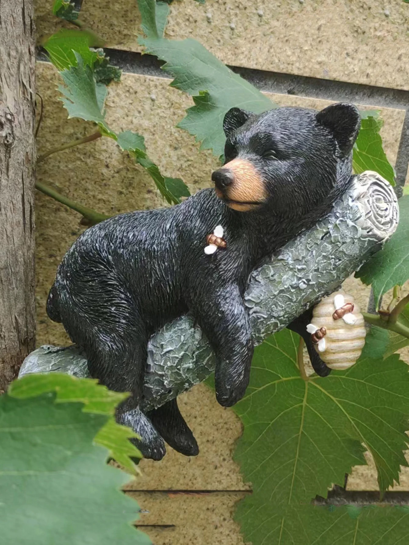 1pc Black Bear Resin Ornament Garden Decoration