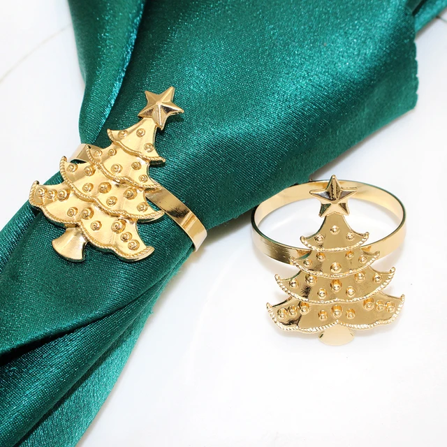 24 Stück Serviettenringe Weihnachtsbaum Design - Silber Tischdeko