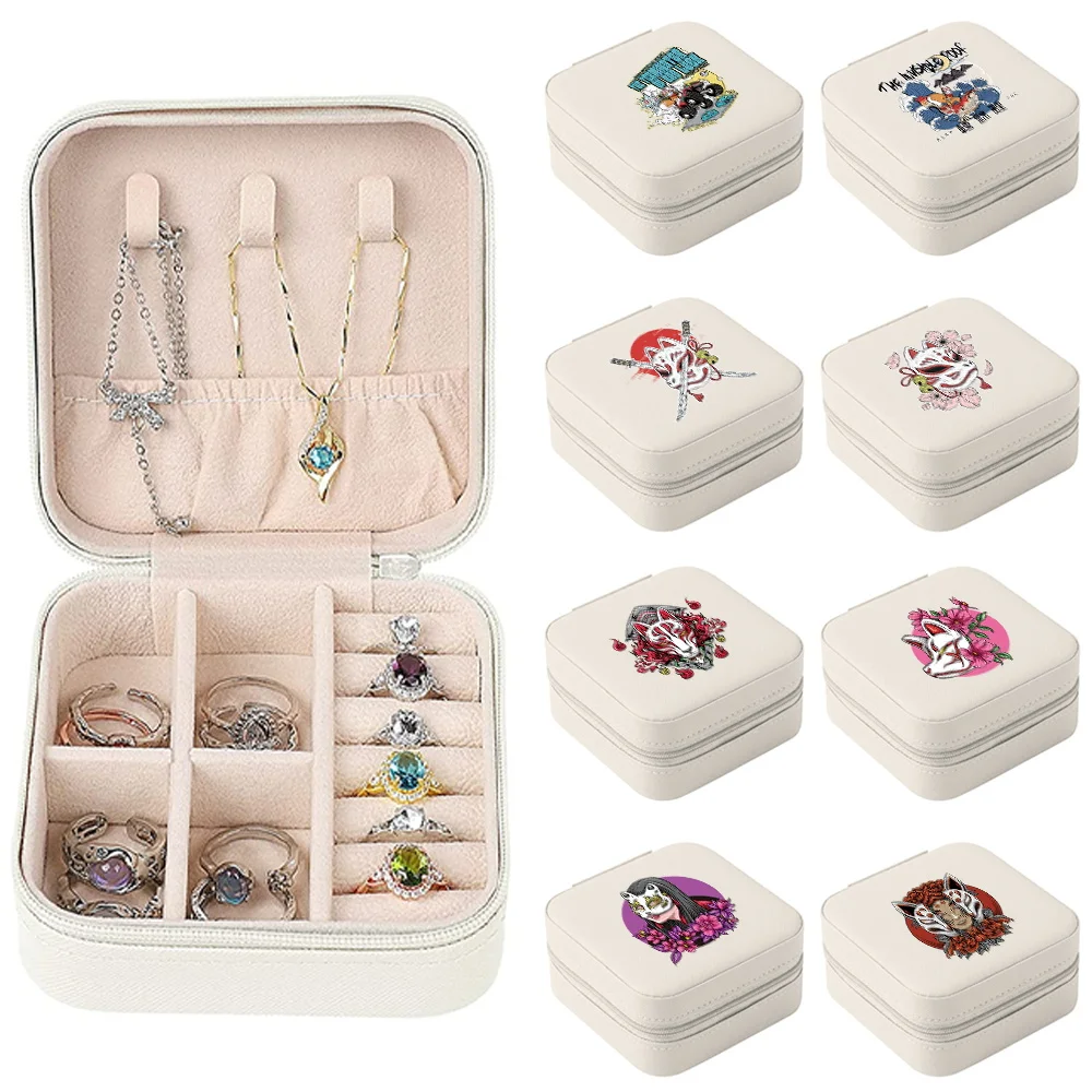 Jewelry Organizer Jewelry Storage Box Jewelry Ring Necklace Earrings Storage Box Mask Print Cosmetic Zipper Jewelry Display Box