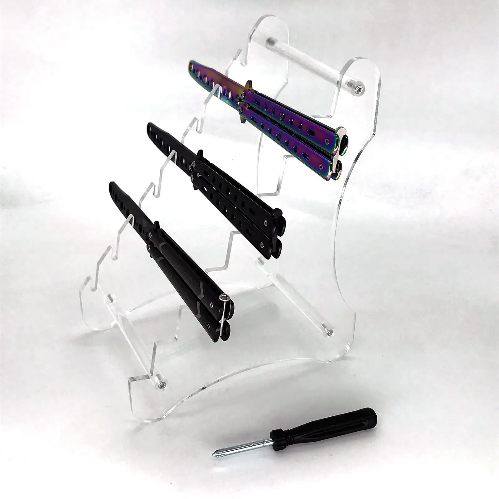 Knife Holder Storage Rack Bracket Transparent 18x15x24cm with 8 Layers Clear Shelf for Office Lounge Multipurpose Lightweight Knife Holder Storage Rack Bracket Transparent 18x15x24cm with 8 Layers Clear Shelf for Office Lounge Multipurpose Lightweight