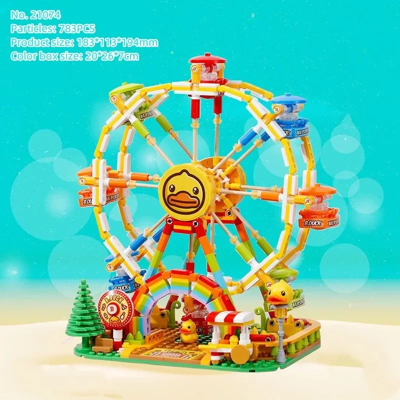 BALODY building blocks B.Duck toy carousel model Ferris wheel ornaments Kawaii construction set girls birthday gift social game