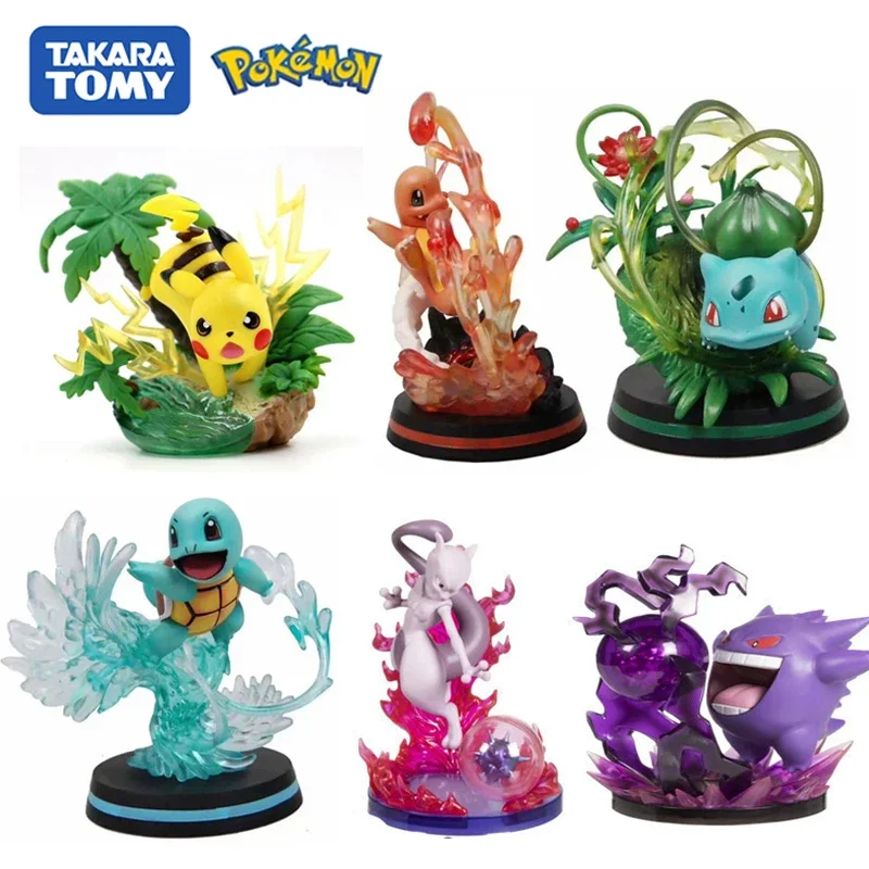 

POKEMON Anime Action Figure Pikachu Mewtwo Evolution Gengar Charizard Venusaur Eevee Mega Gyarados Model Toy for Children Gift