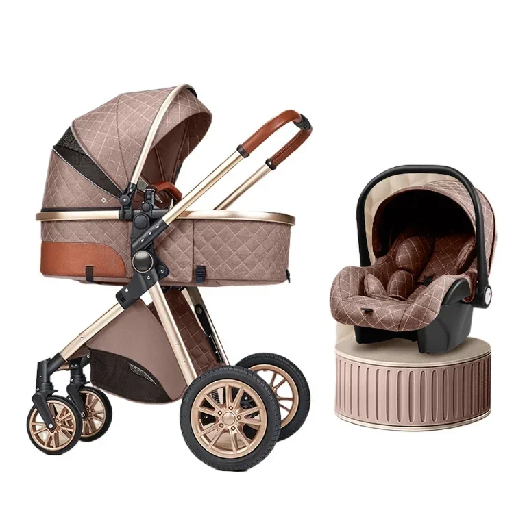 3in1 baby stroller with car seat High landscape 3 in 1 baby carriage Luxury Pushchair Baby reversible stroller