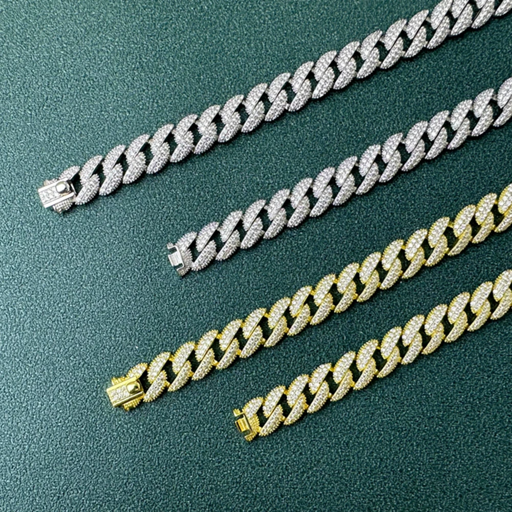 WUIHA 925 Sterling Silver Sparkling Synthetic Moissanite Diamond Miami Cuba 8MM Chain Necklace Hiphop Rock Jewelry Wholesale - Image 6