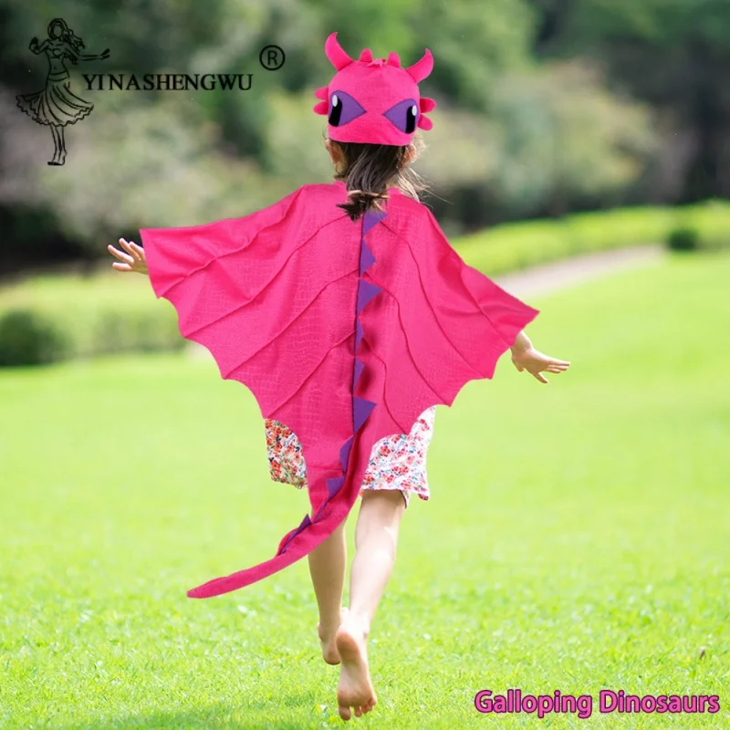 Dinosaur Cloak Hat Mask Costume Dragon Cosplay Anime Children Performance Clothing Halloween Christmas Suit Kid Clothing Cute