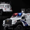 1:24 Alloy Police Explosion Proof Car Model Diecasts Metal Sword Toothed Tiger Armored Vehicles Model Sound Light Kids Toys Gift 4