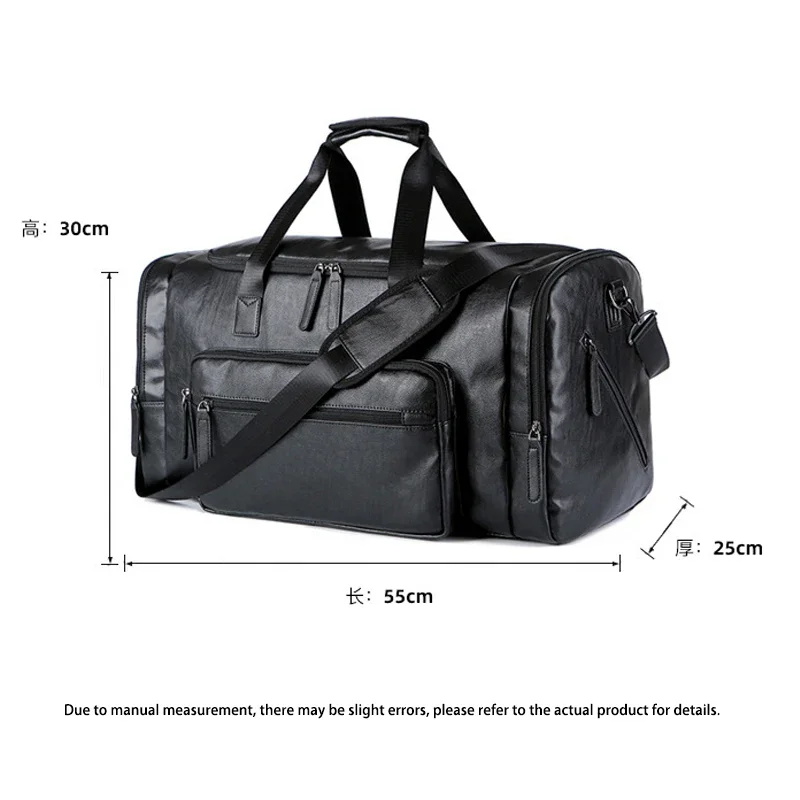 Large Men's Travel Tote Soft Leather Business Trip Holiday Handbag PU Shoulder Black Brown Bag Man Carry ON Luggage Pack Bags