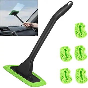 Windshield Cleaning Tool Windshield Cleaning Rod Automatic Window Cleaner,5 Reusable Cloth Pads for Automotive Interiors 1