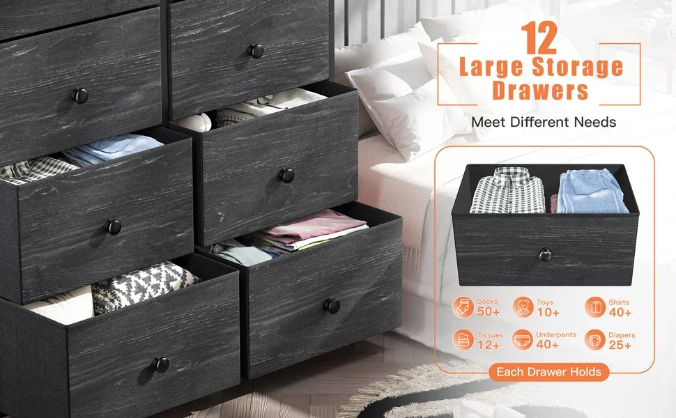 12 drawer dresser large capacity drawers deep drawers fabric drawer dresser