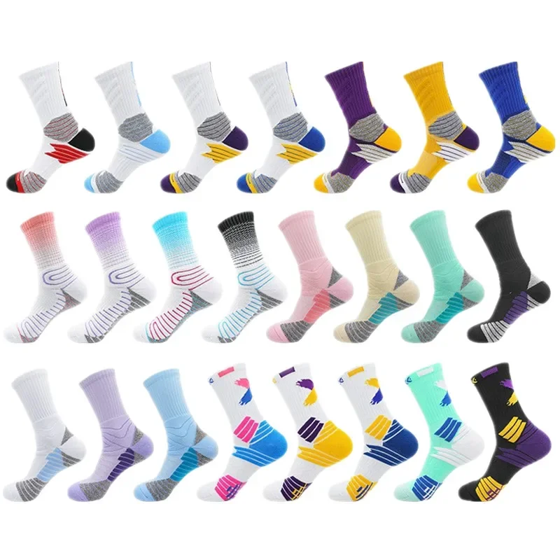 

Professional basketball socks breathable men's mid-calf socks white sports socks sweat-absorbent towel bottom running socks