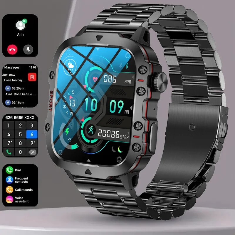  LIGE New Smart Watch 1.96 Inch Screen 420 MAh Bluetooth Call Voice Assistant Watch Sports Fitness Waterproof Smartwatch For Men 