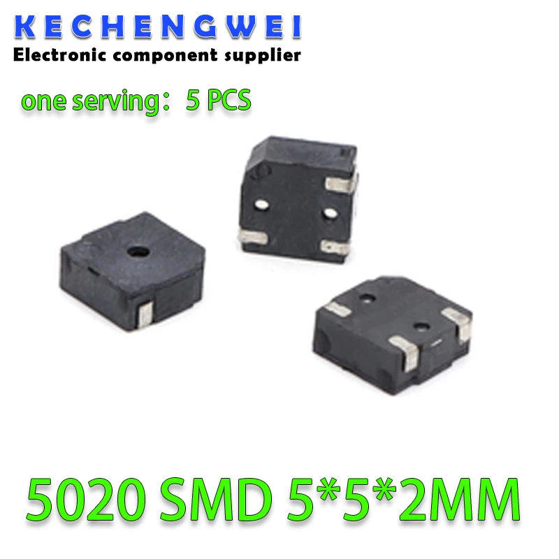 5ชิ้น5020 SMD 5*5*2มม. SMD บางพิเศษและเล็กมากแม่เหล็กไฟฟ้าแบบพาสซีฟ SMD Buzzer 1