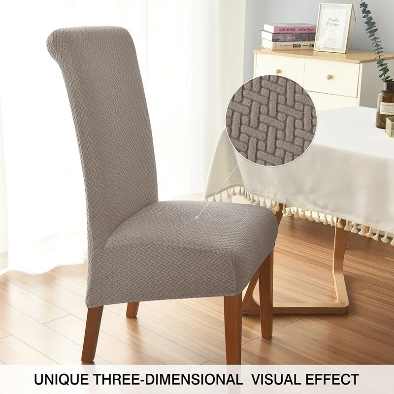 New Jacquard Chair Cover Stretch XL Size Long Back Dining Chair Covers Anti-dirty Seat Slipcovers for Wedding Dining Room Home 3