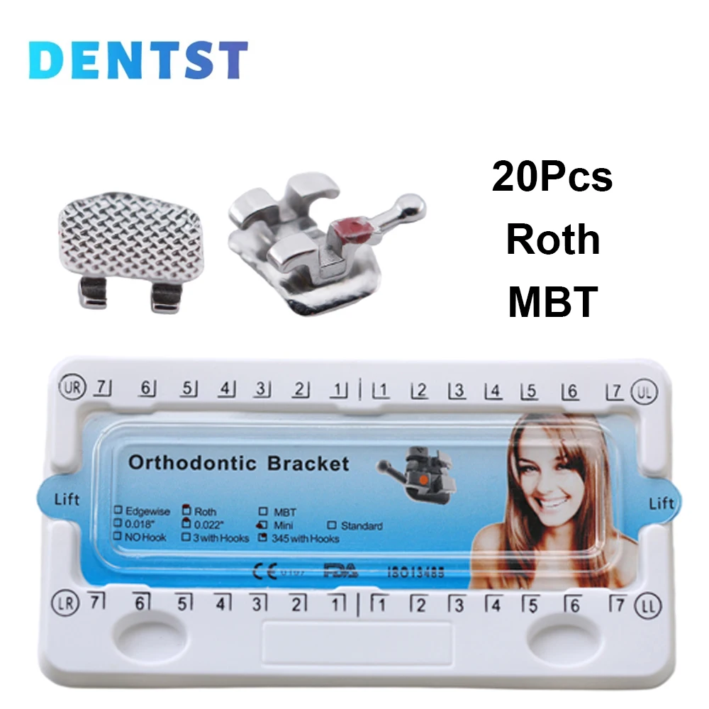 

20pcs/Set Dental Orthodontic Mini Roth MBT Braces 0.022 Metal Brackets Mesh Base 345Hook Dentistry Tooth Dentist Tools Product