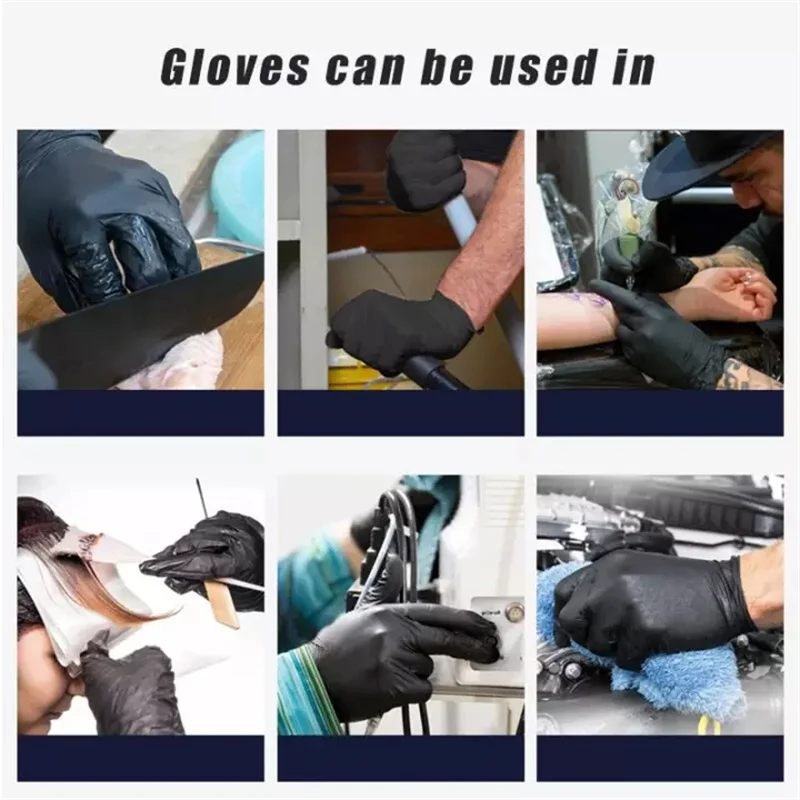 5-20Pcs Black PVC Gloves Work Gloves Kitchen Disposable Synthetic For Household Kitchen Car Clean Cleaning