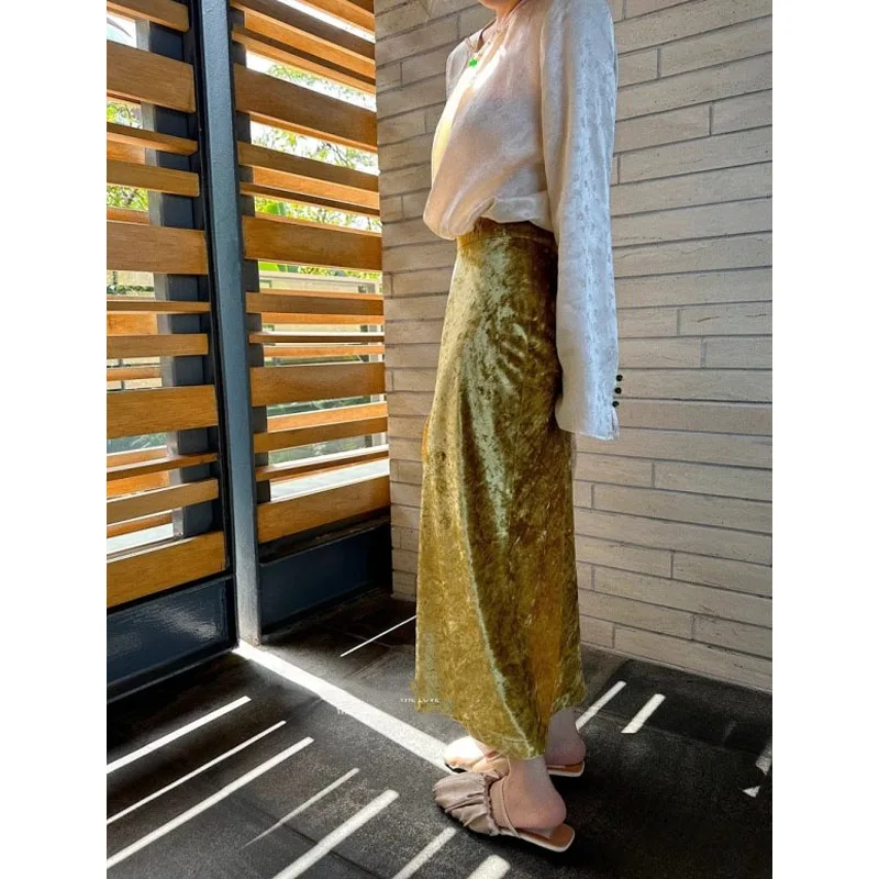 Women's New Spring Autumn Air Skirt Solid Color Simplicity Casual Loose Fashion High Waist Versatile Commuter Straight Skirt