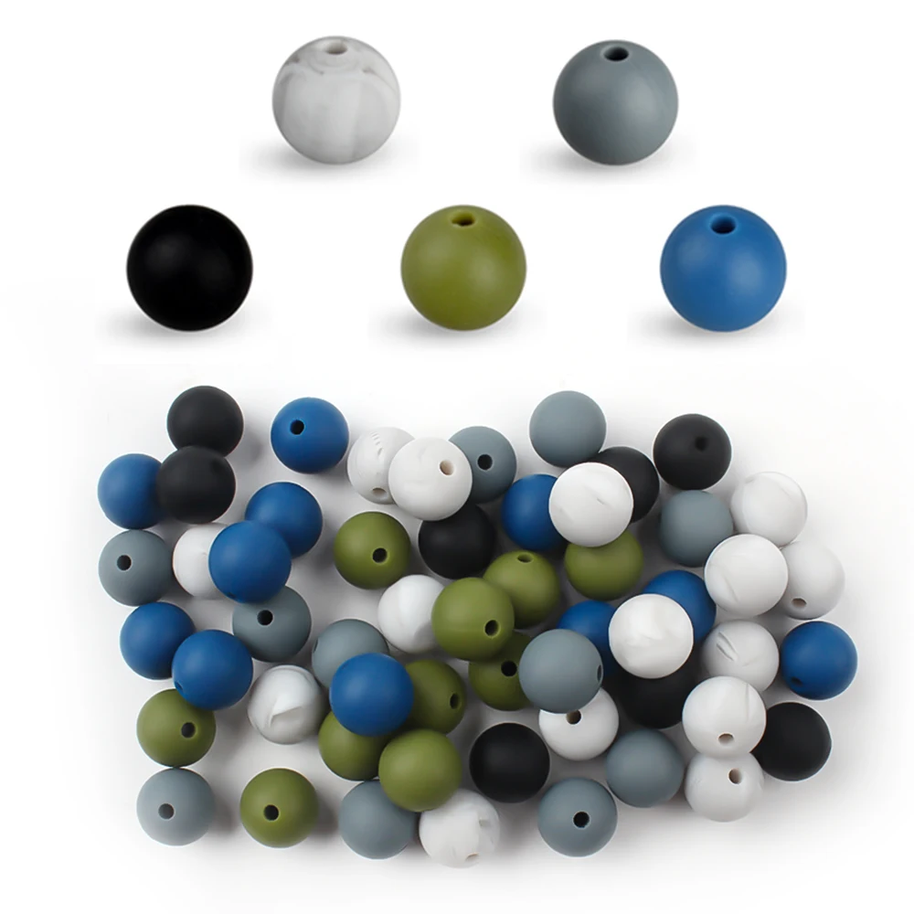 Silicone Beads - Round Decorative Set for Jewelry Making and DIY Crafts (20 Pieces)